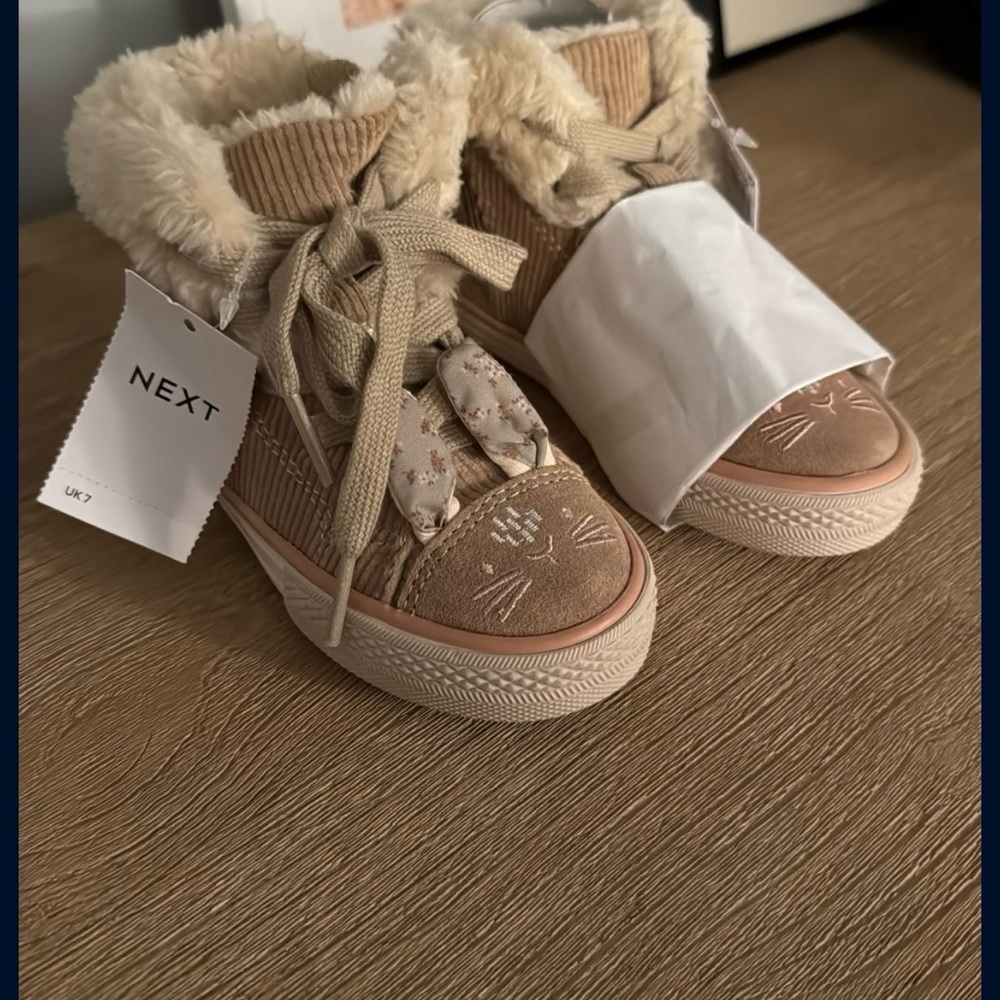 Next Kids Corduroy Fur-Lined High Tops